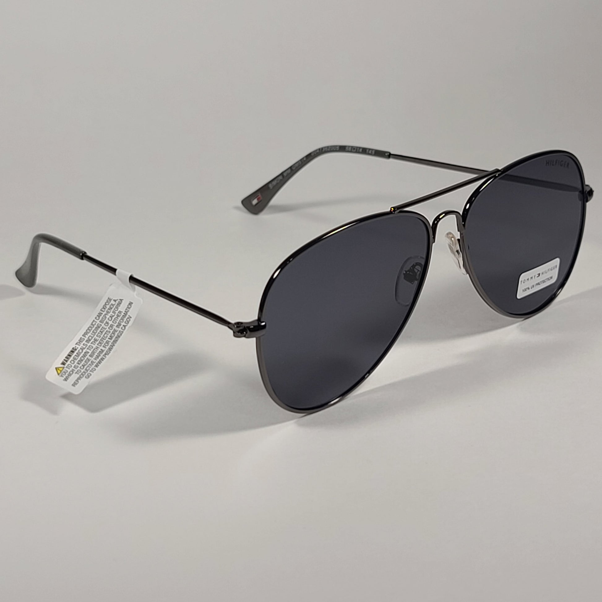Tommy Hilfiger Simon Aviator Sunglasses Gunmetal Frame Gray Lens SIMON MM OM514 - Sunglasses