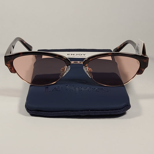 Le Specs Squadron LSP1902018 Cat Eye Sunglasses Brown Tortoise And Gold Frame Pink Lens - Sunglasses