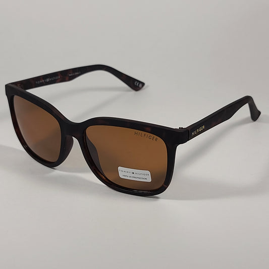 Tommy Hilfiger Captain Square Sunglasses Brown Matte Tortoise Frame Brown Lens CAPTAIN MP OU570 - Sunglasses