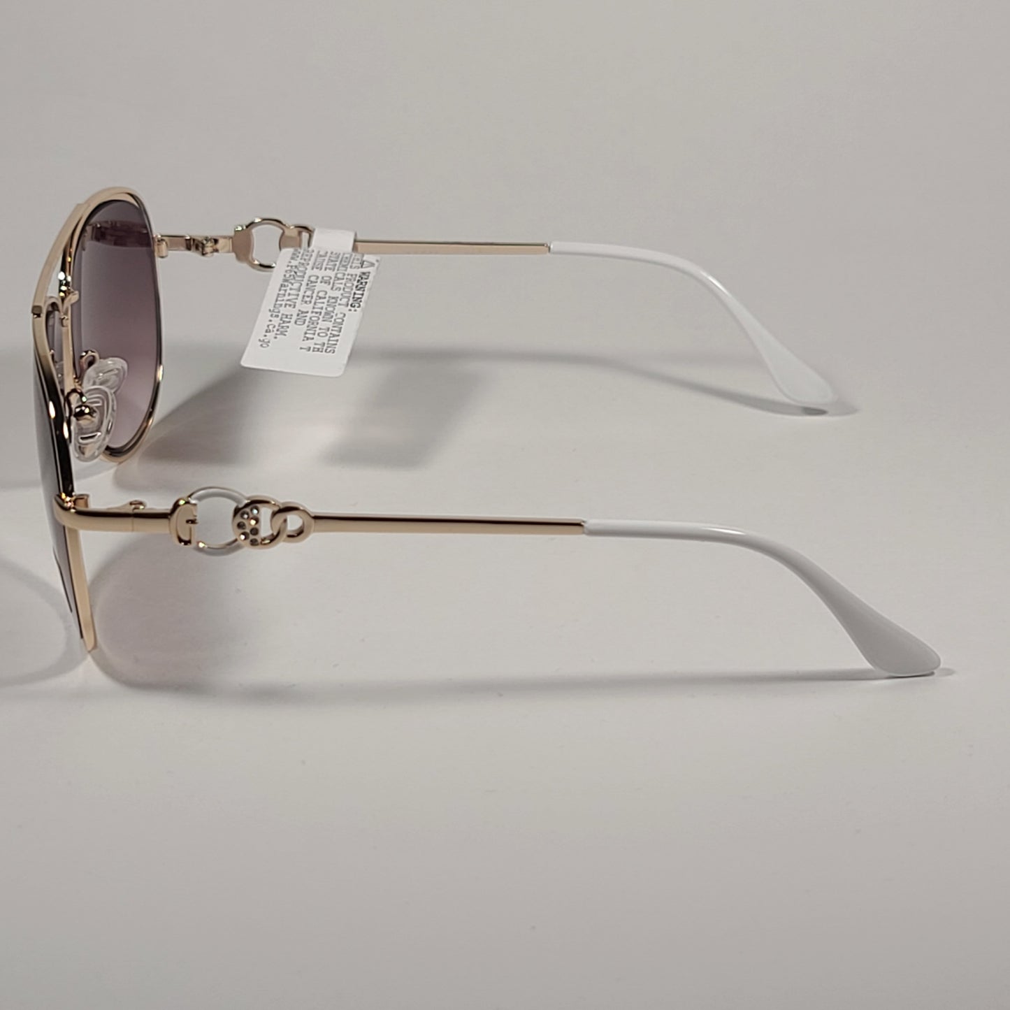 Guess Aviator Pilot Sunglasses White Gold Tone Frame Brown Gradient Lens GF0344 32F - Sunglasses