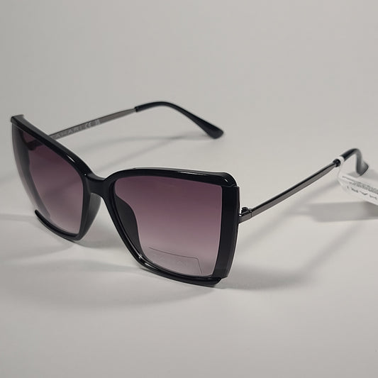 Tahari Shield Butterfly Sunglasses Shiny Black Smoke Gradient Lens TH881 OX - Sunglasses