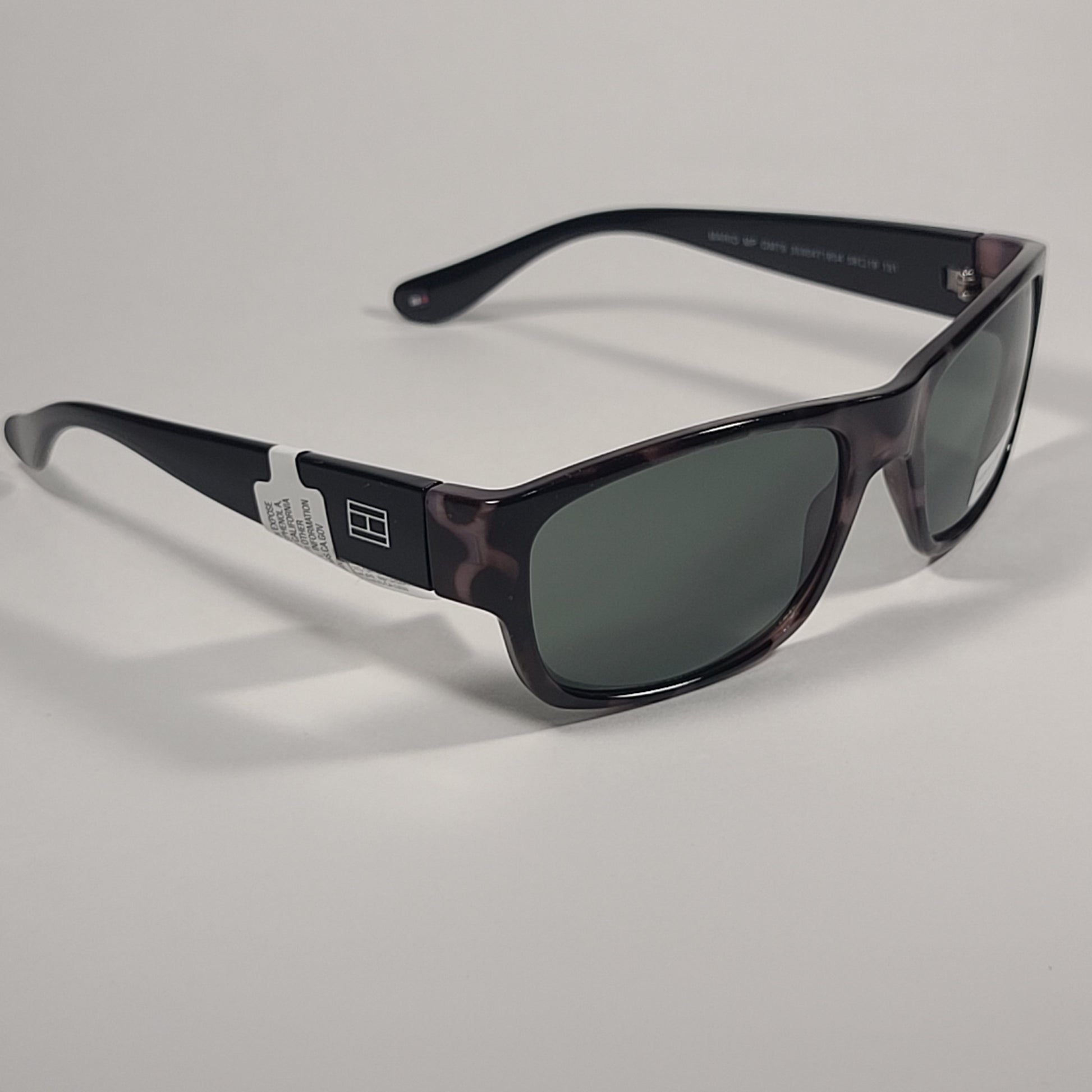 Tommy Hilfiger Mario Rectangular Sunglasses Black And Nude Tortoise Frame Green Lens MARIO MP OM79 - Sunglasses