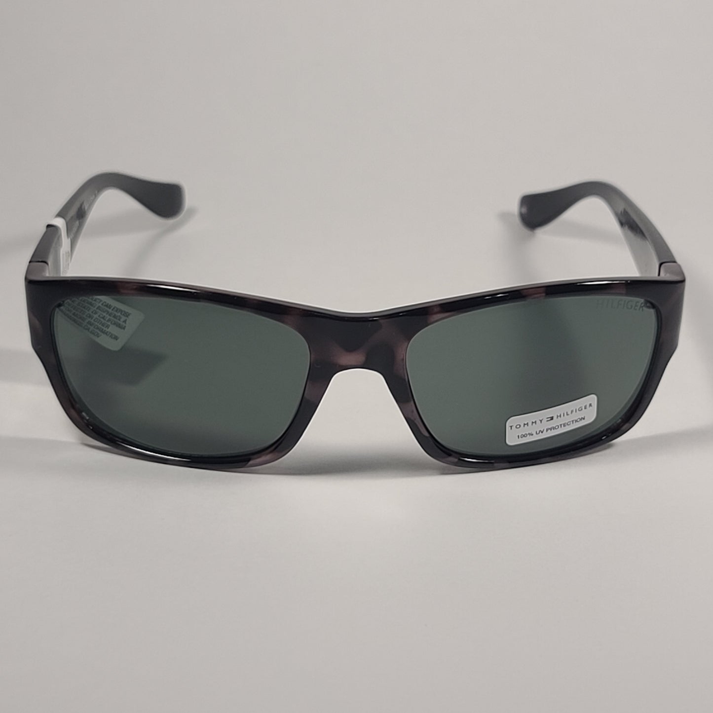 Tommy Hilfiger Mario Rectangular Sunglasses Black And Nude Tortoise Frame Green Lens MARIO MP OM79 - Sunglasses