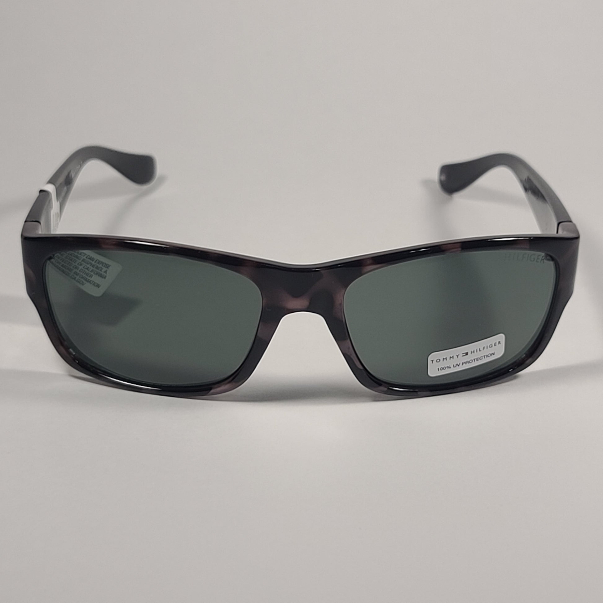 Tommy Hilfiger Mario Rectangular Sunglasses Black And Nude Tortoise Frame Green Lens MARIO MP OM79 - Sunglasses