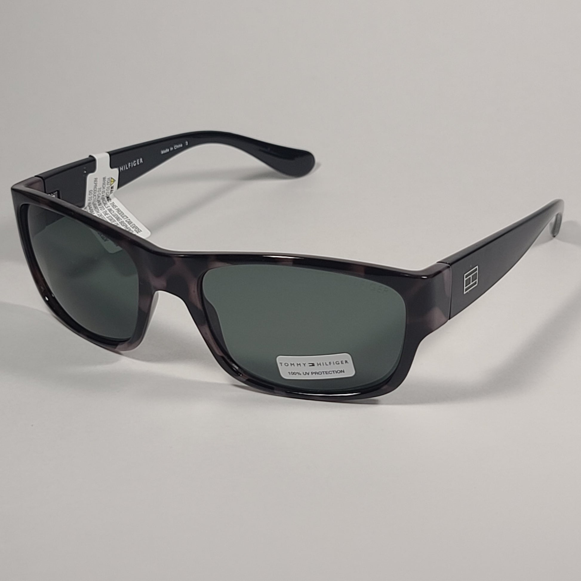Tommy Hilfiger Mario Rectangular Sunglasses Black And Nude Tortoise Frame Green Lens MARIO MP OM79 - Sunglasses