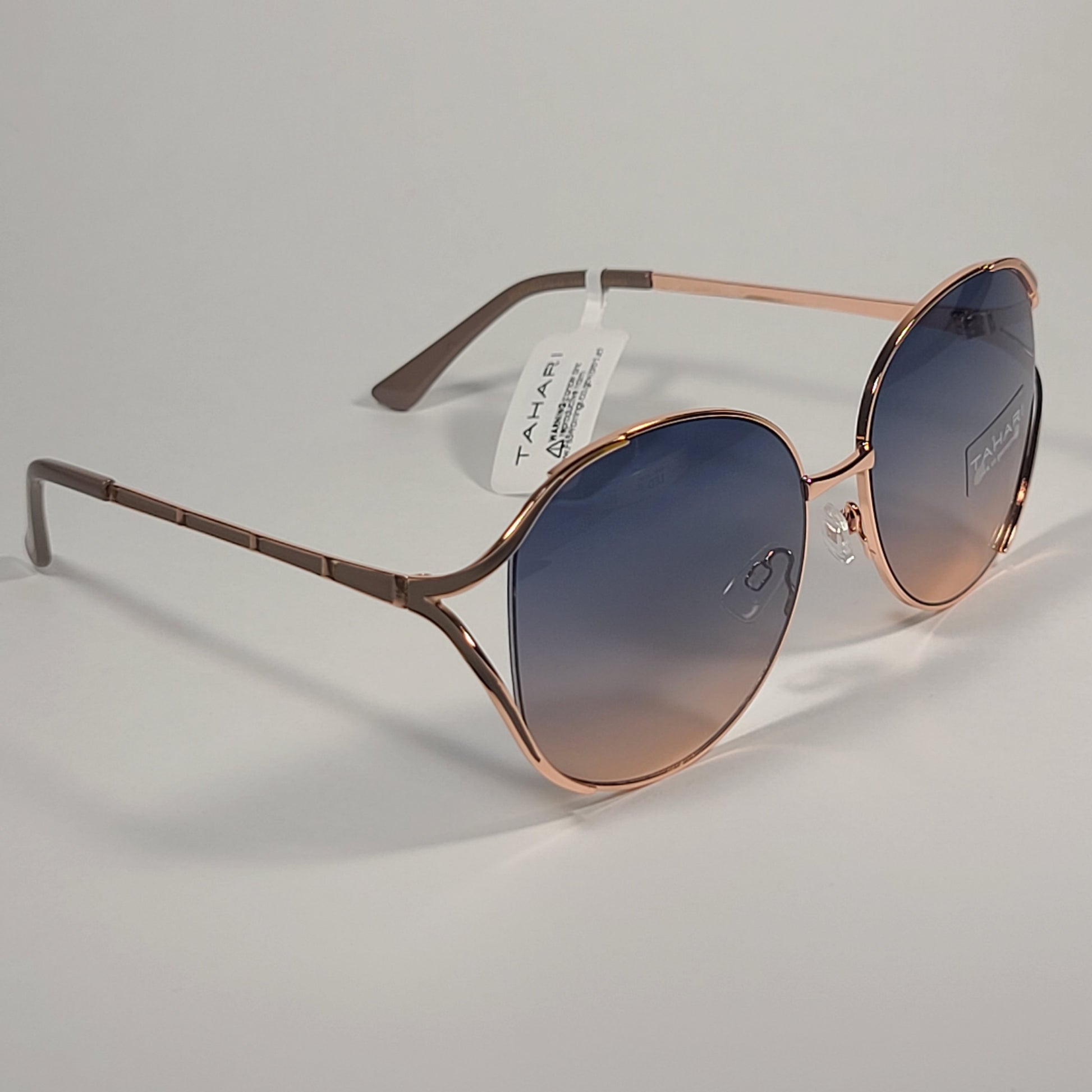 Tahari Oversized Sunglasses Nude Rose Gold Frame Rose Gradient Lens TH875 RGND - Sunglasses