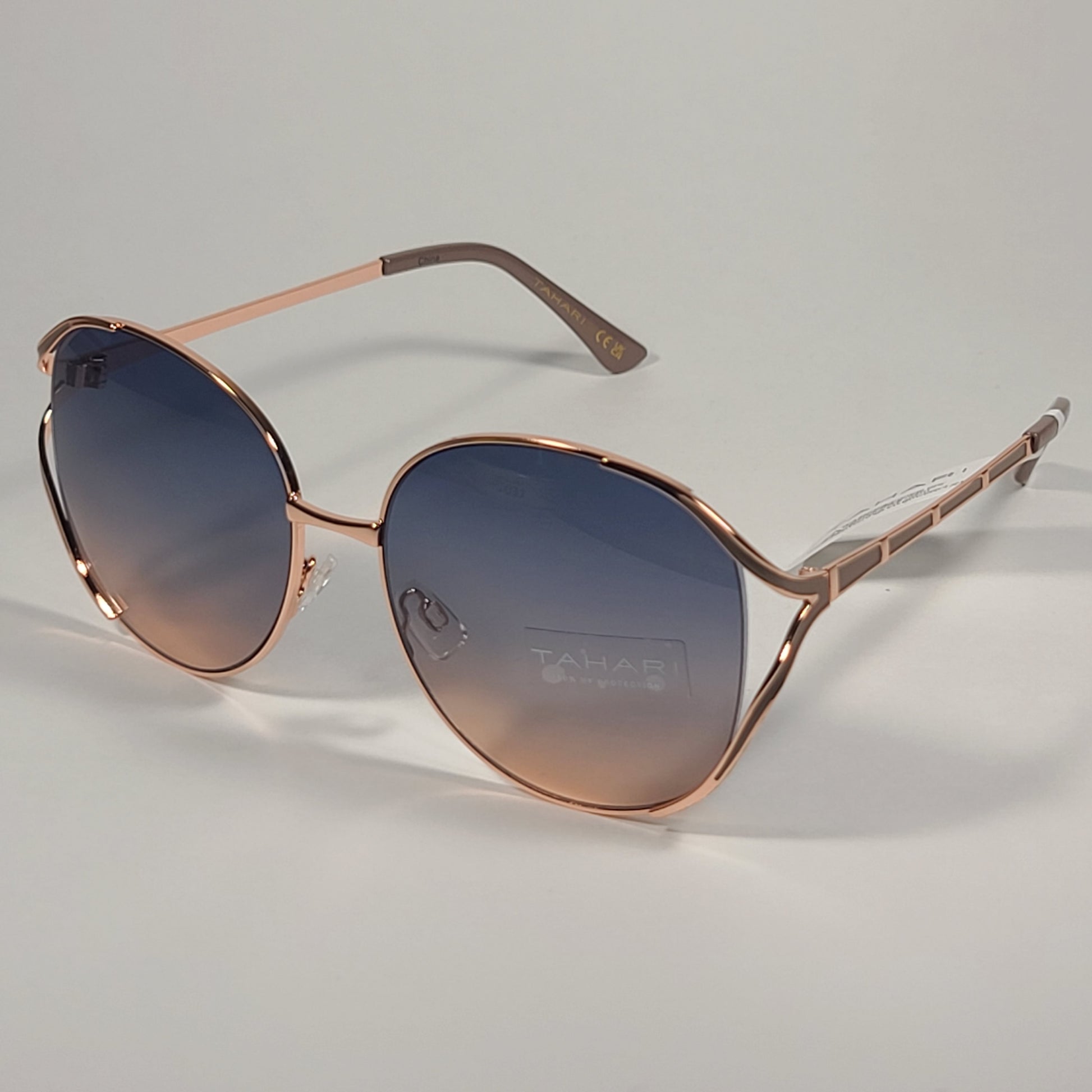 Tahari Oversized Sunglasses Nude Rose Gold Frame Rose Gradient Lens TH875 RGND - Sunglasses