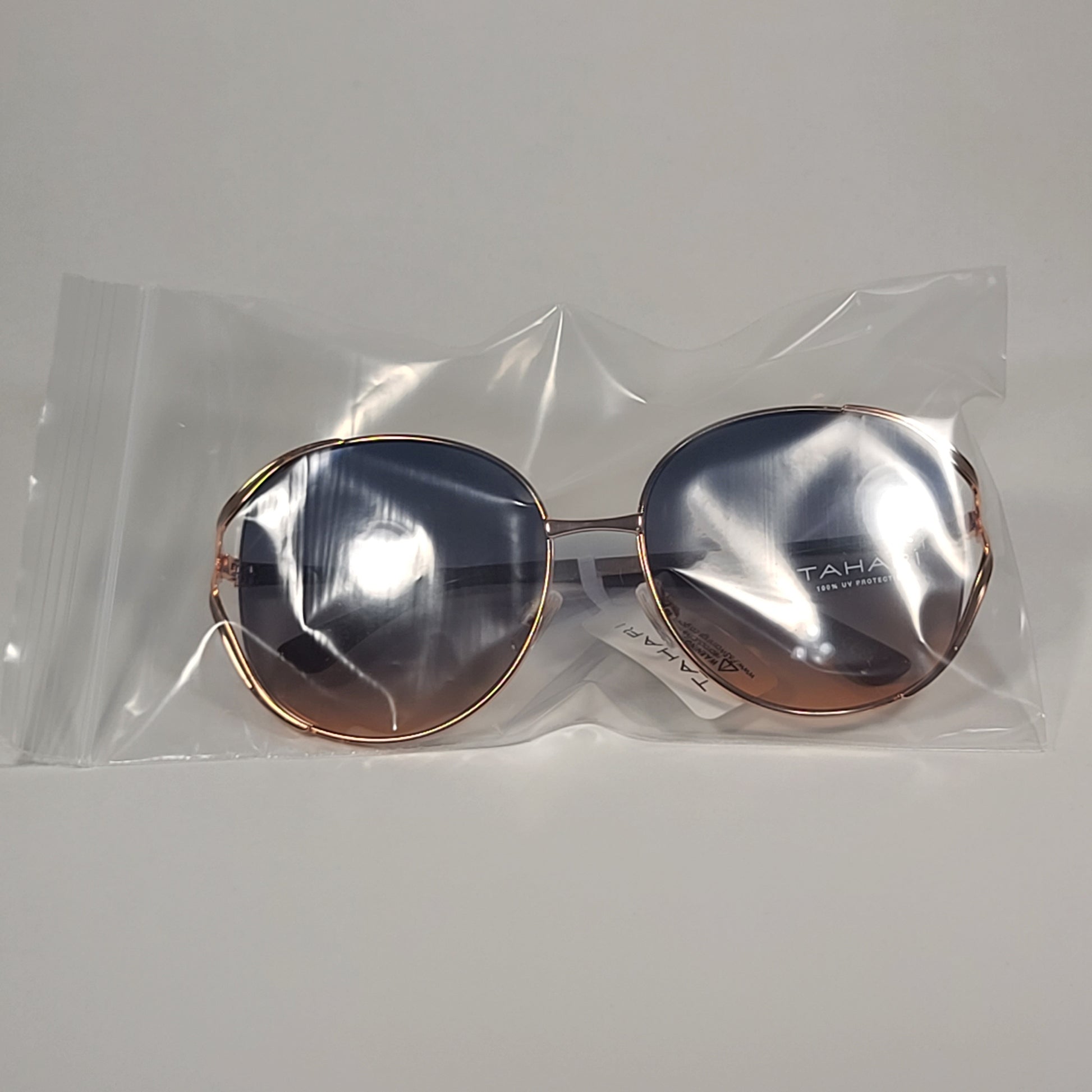 Tahari Oversized Sunglasses Nude Rose Gold Frame Rose Gradient Lens TH875 RGND - Sunglasses