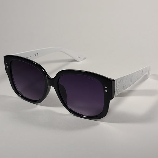 Tahari Oversize Square Sunglasses Black White Frame Smoke Gradient Lens TH857 OXWH - Sunglasses