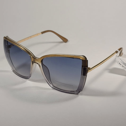 Tahari Shield Butterfly Sunglasses Gold Blue Frame Blue Gradient Lens TH881 BTBL - Sunglasses