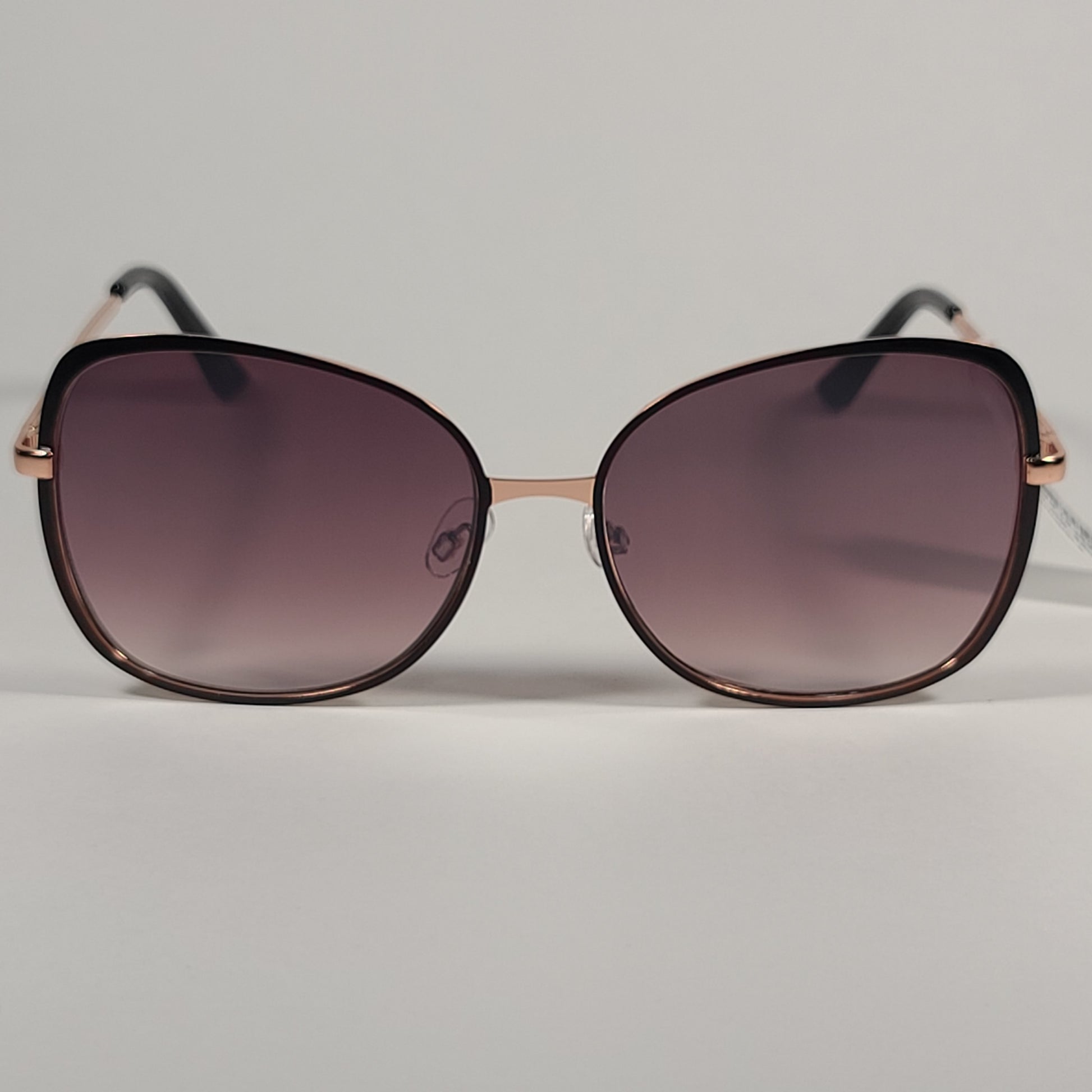Tahari Oval Sunglasses Gold and Black Metal Frame Brown Gradient Lens TH867 OX - Sunglasses