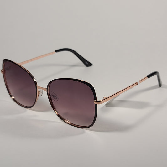 Tahari Oval Sunglasses Gold and Black Metal Frame Brown Gradient Lens TH867 OX - Sunglasses