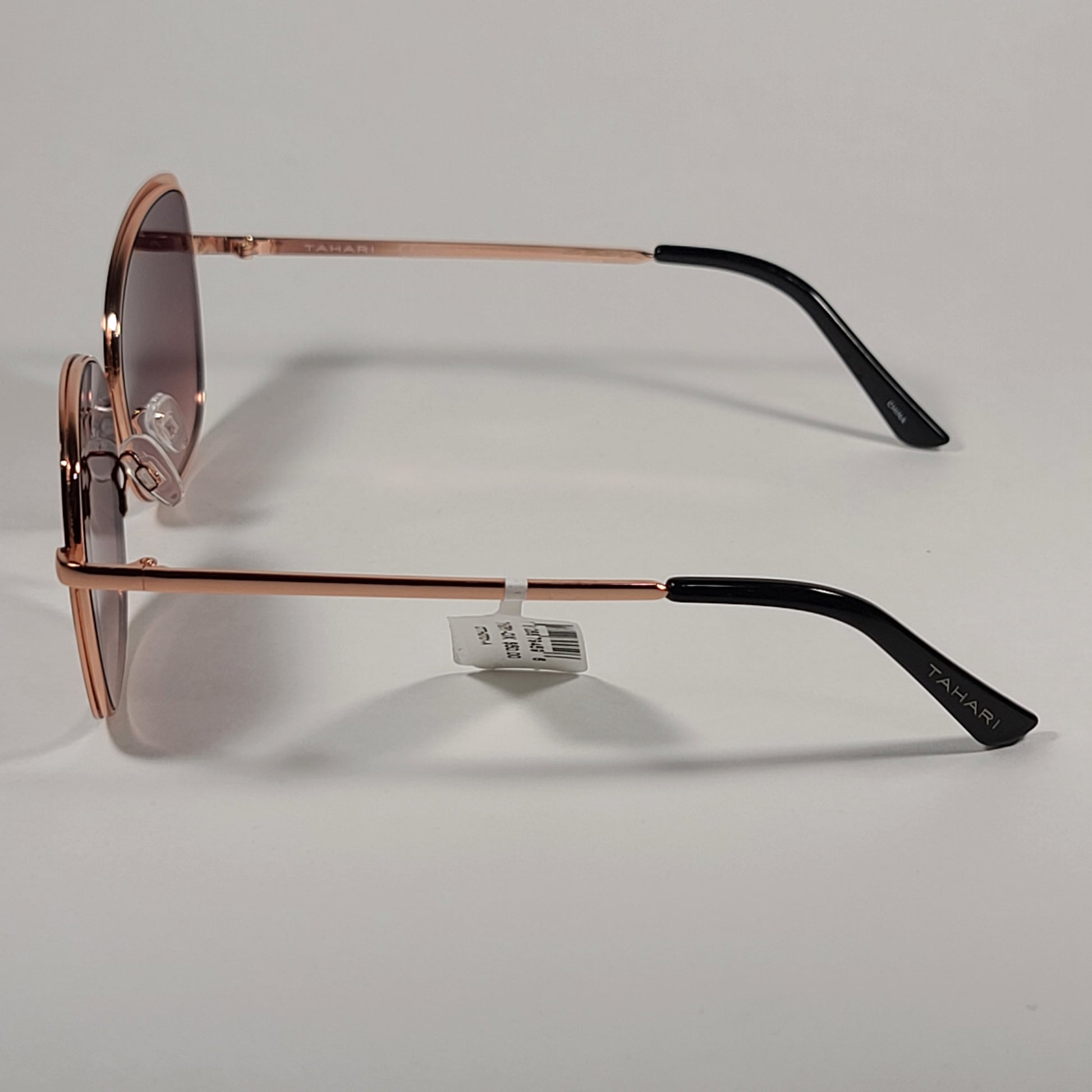 Tahari Oval Sunglasses Gold and Black Metal Frame Brown Gradient Lens TH867 OX - Sunglasses