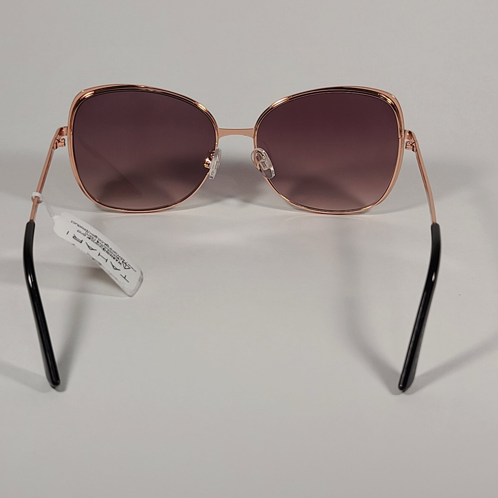 Tahari Oval Sunglasses Gold and Black Metal Frame Brown Gradient Lens TH867 OX - Sunglasses