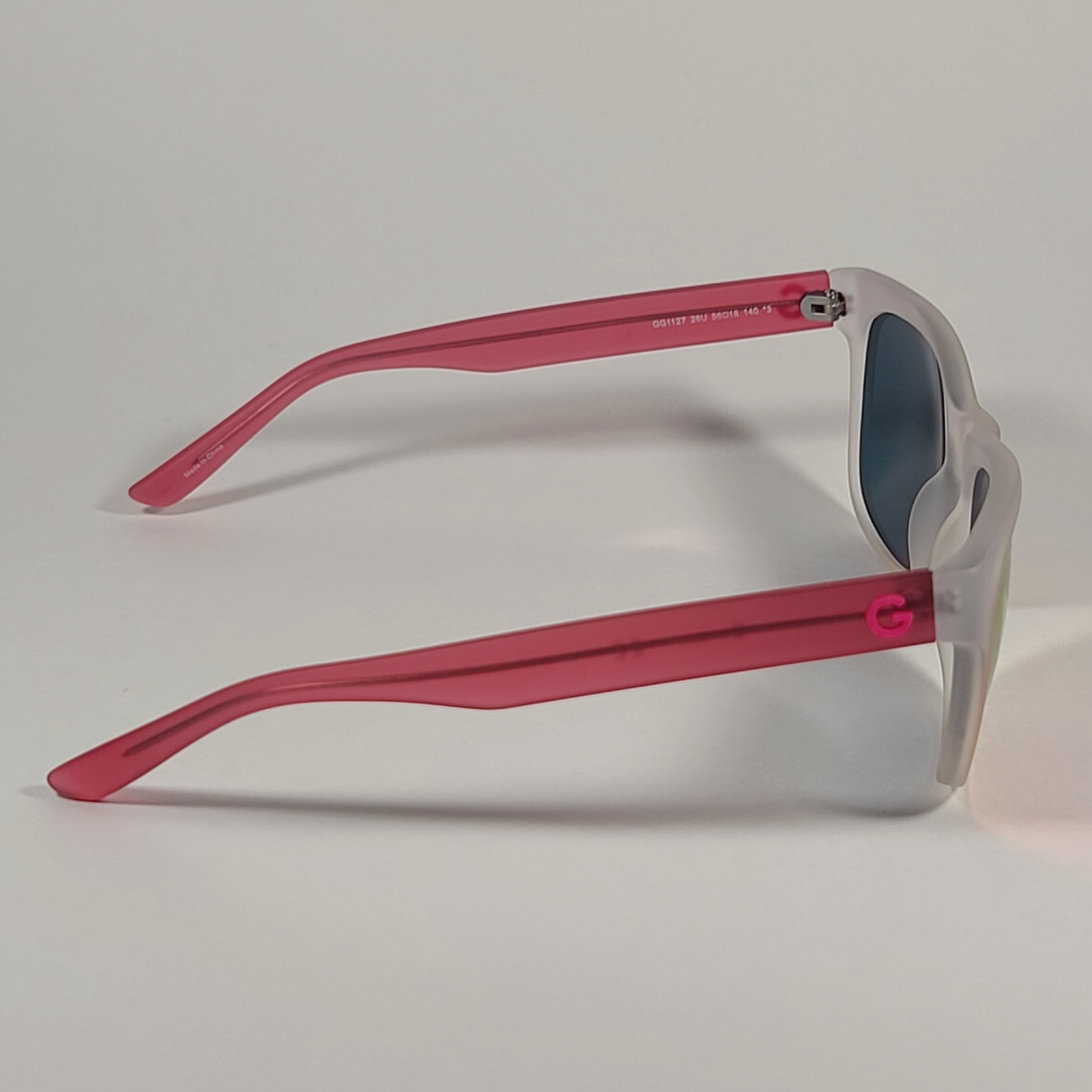 G By Guess Sunglasses Matte Crystal And Pink With Orange Mirror Lens G TheSunglassFashion