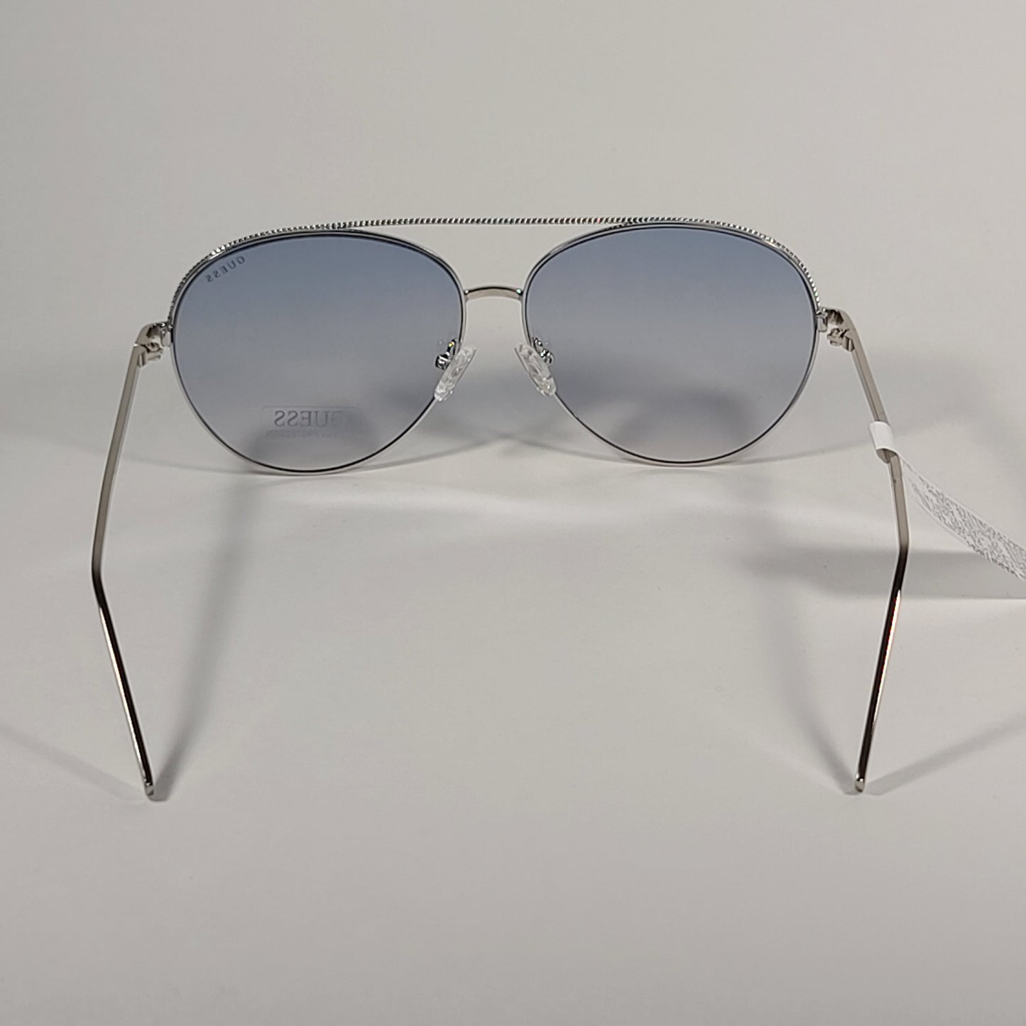 Guess Aviator Pilot Sunglasses Silver Tone Metal Light Blue Gradient Lens GF0391 10W - Sunglasses