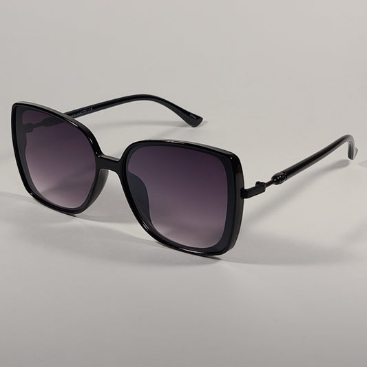 Vince Camuto Butterfly Sunglasses Shiny Black Frame Smoke Gradient Lens VC963 OX - Sunglasses