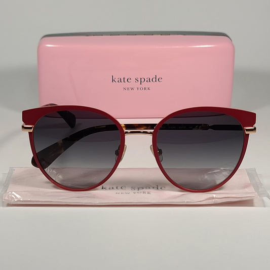 Kate Spade JANALEE/S 0UC9O Round Cat Eye Sunglasses Red Gold Havana Frame Gray Gradient Lens - Sunglasses