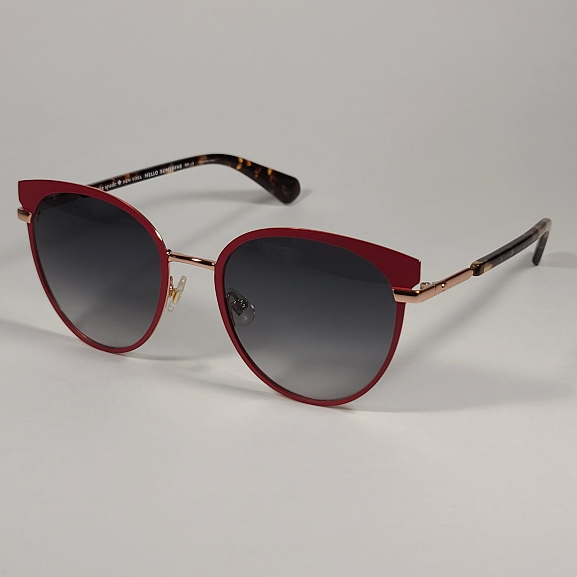 Kate Spade JANALEE/S 0UC9O Round Cat Eye Sunglasses Red Gold Havana Frame Gray Gradient Lens - Sunglasses