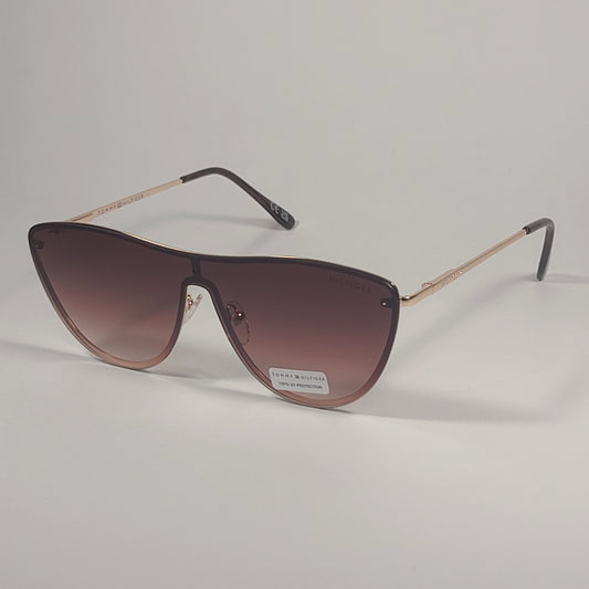 Tommy Hilfiger Cardie Shield Sunglasses Gold Tortoise Frame Brown Gradient Lens CARDIE WM OL565 - Sunglasses