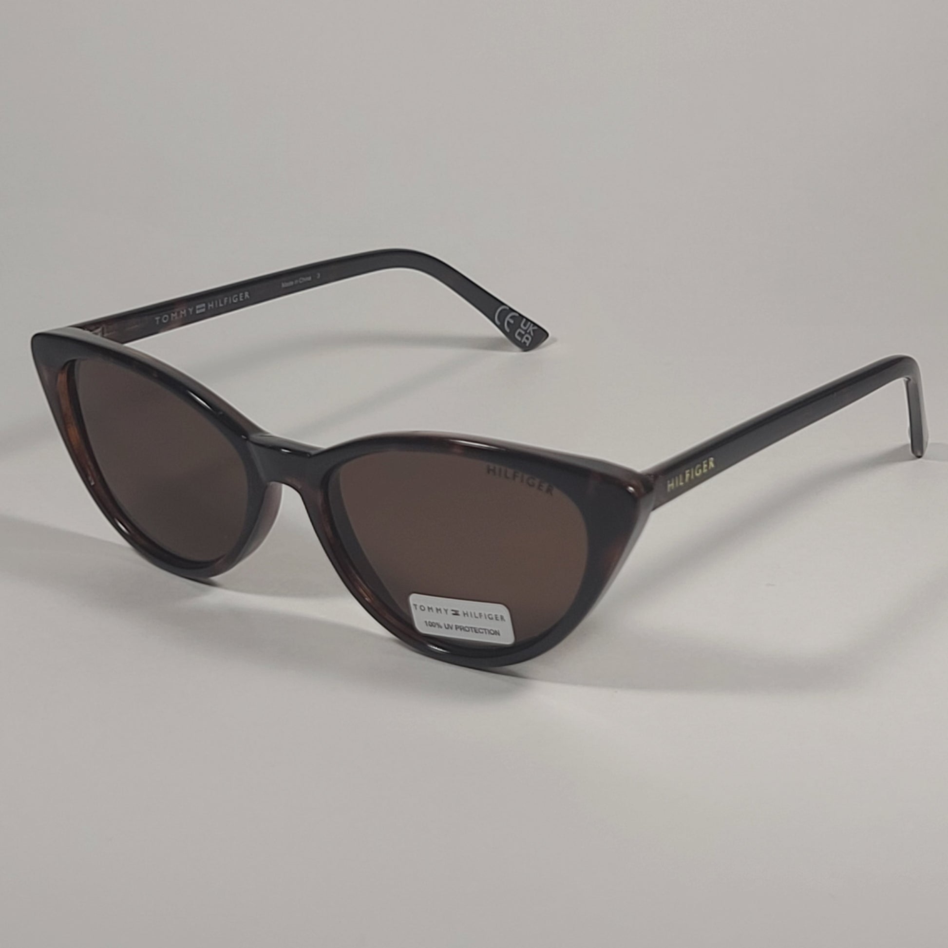 Tommy Hilfiger Liz Cat Eye Sunglasses Brown Tortoise Frame Brown Lens LIZ WP OL573 - Sunglasses