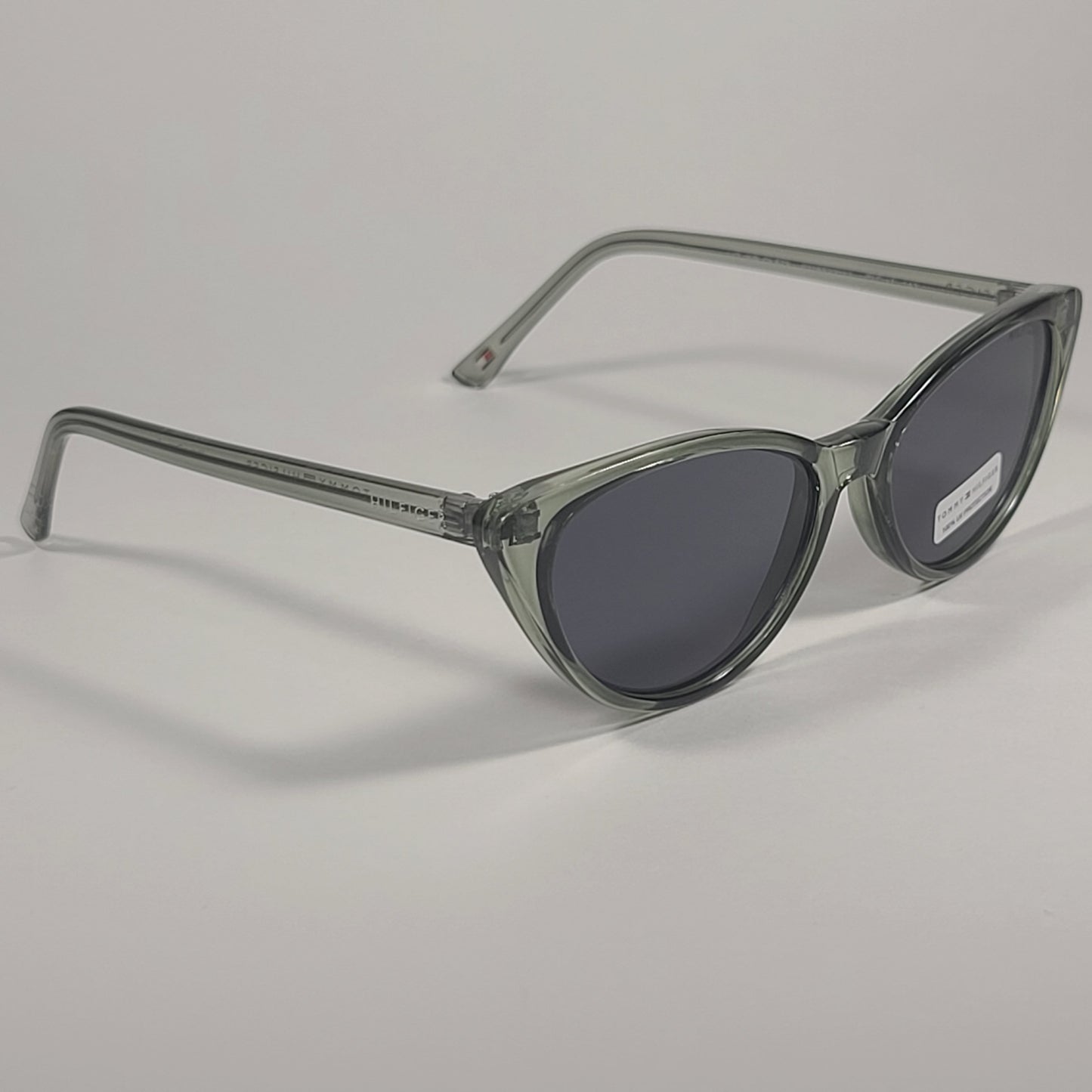 Tommy Hilfiger Liz Cat Eye Sunglasses Green Crystal Frame Gray Lens LIZ WP OL573 - Sunglasses