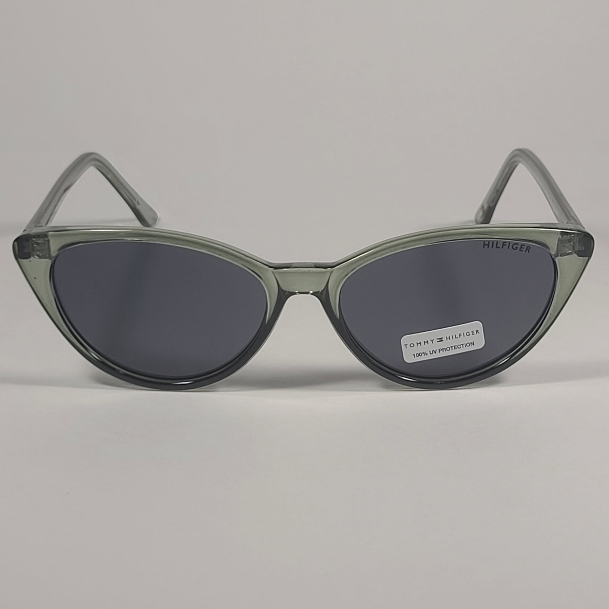 Tommy Hilfiger Liz Cat Eye Sunglasses Green Crystal Frame Gray Lens LIZ WP OL573 - Sunglasses