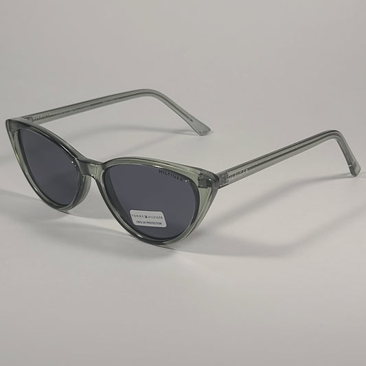 Tommy Hilfiger Liz Cat Eye Sunglasses Green Crystal Frame Gray Lens LIZ WP OL573 - Sunglasses