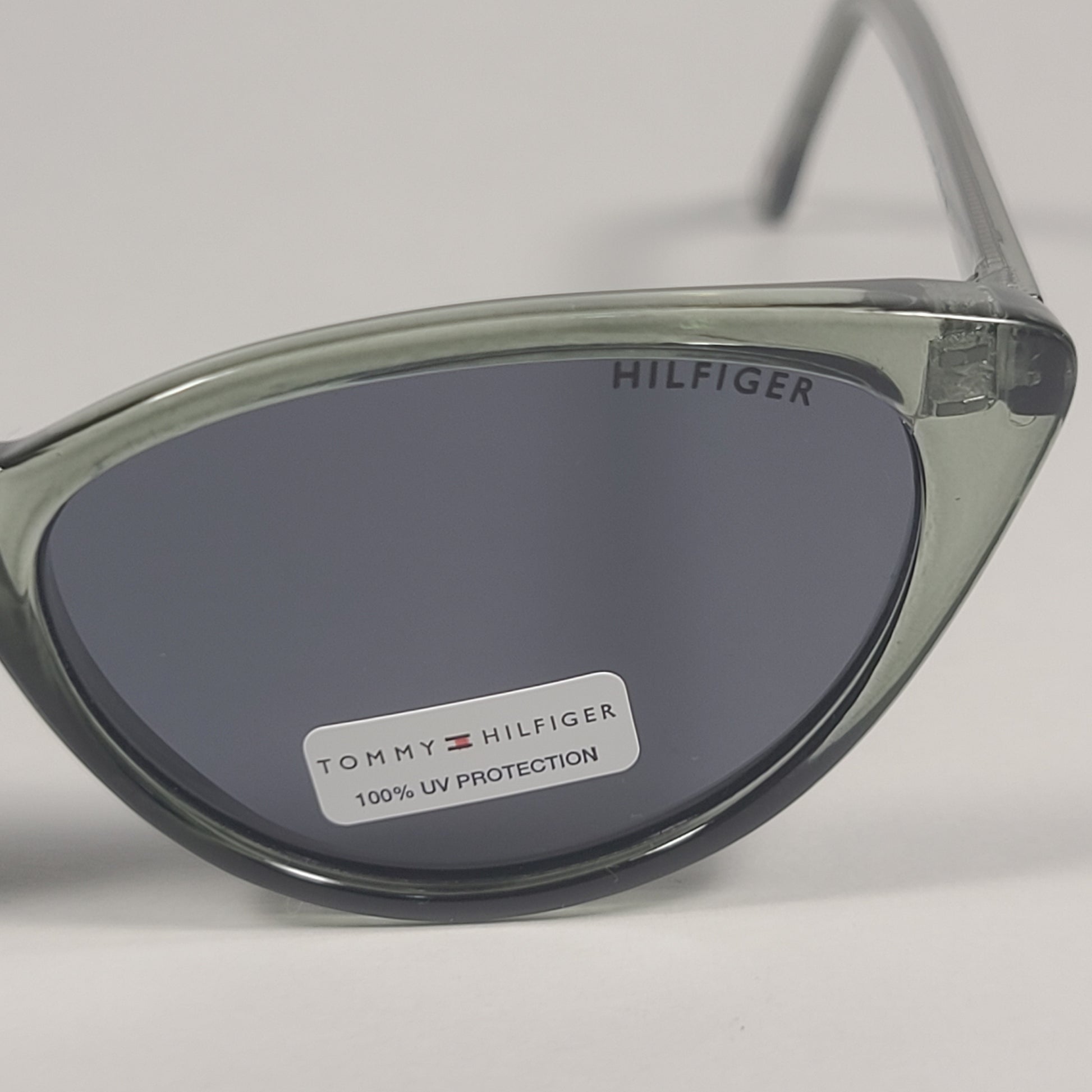 Tommy Hilfiger Liz Cat Eye Sunglasses Green Crystal Frame Gray Lens LIZ WP OL573 - Sunglasses