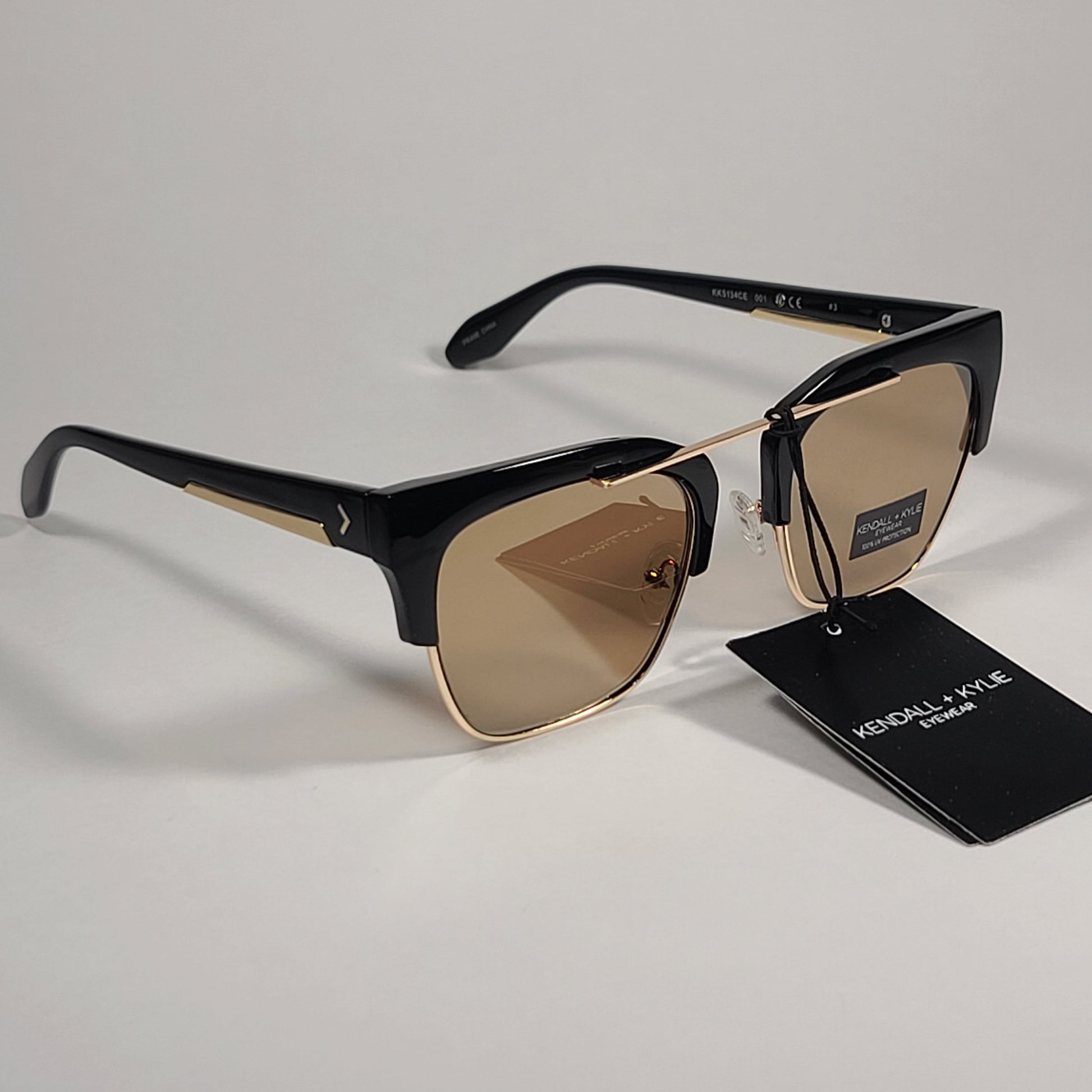 Kendall + Kylie Hayden Club Sunglasses Black Gold Frame Gold Mirror Lens KK5134CE 001 - Sunglasses