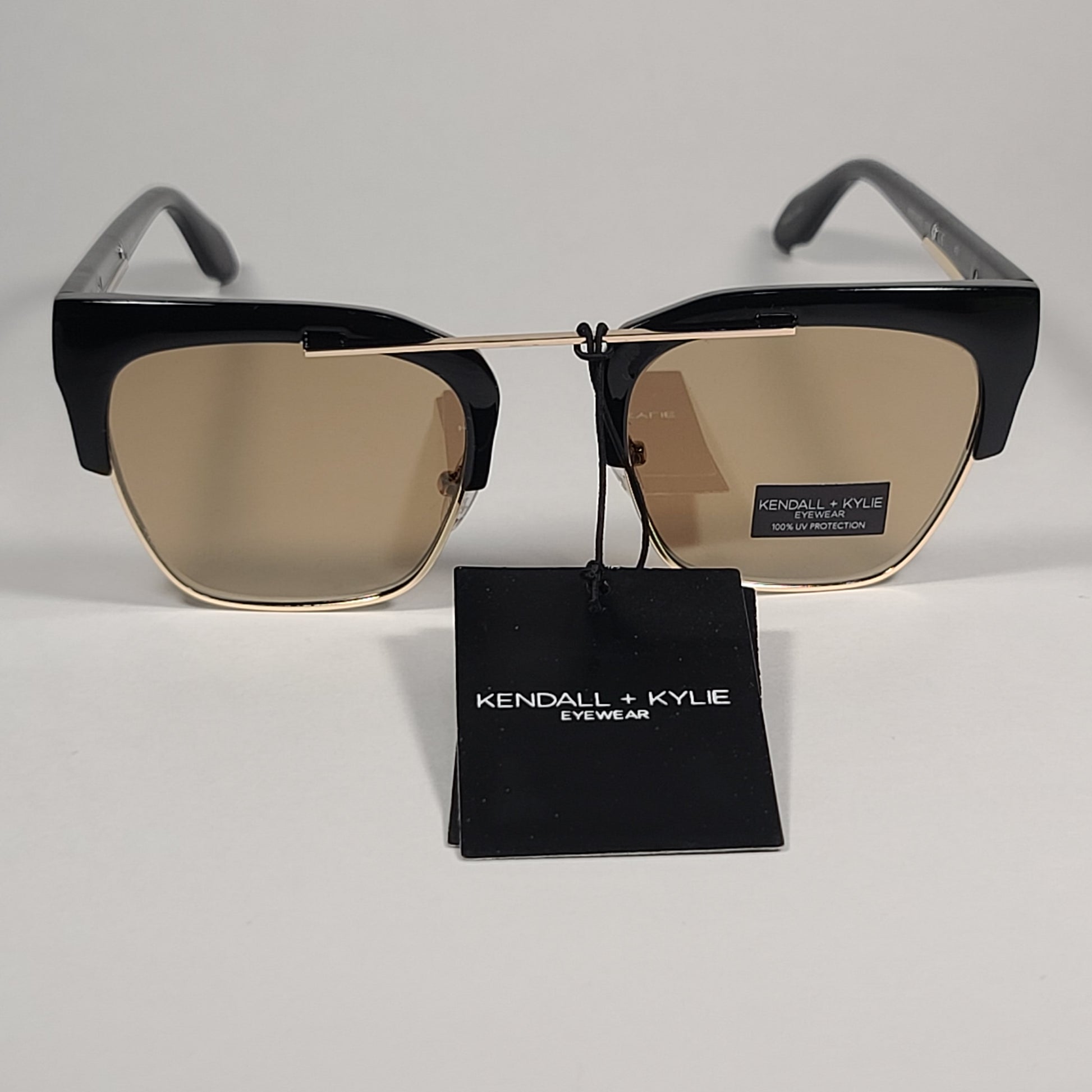 Kendall + Kylie Hayden Club Sunglasses Black Gold Frame Gold Mirror Lens KK5134CE 001 - Sunglasses