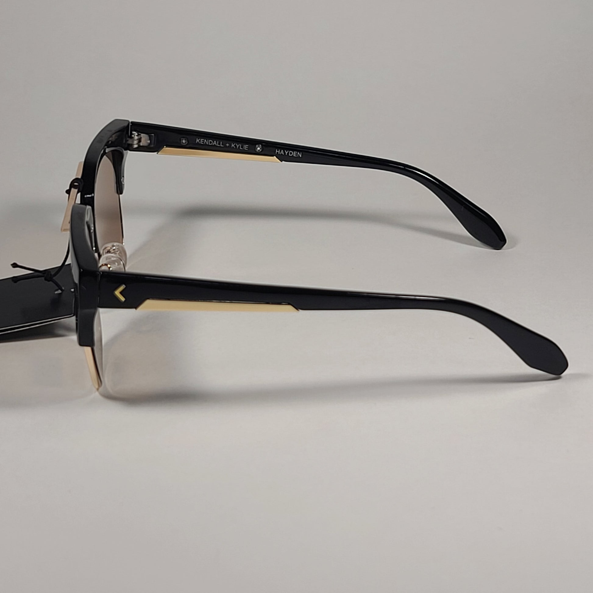 Kendall + Kylie Hayden Club Sunglasses Black Gold Frame Gold Mirror Lens KK5134CE 001 - Sunglasses