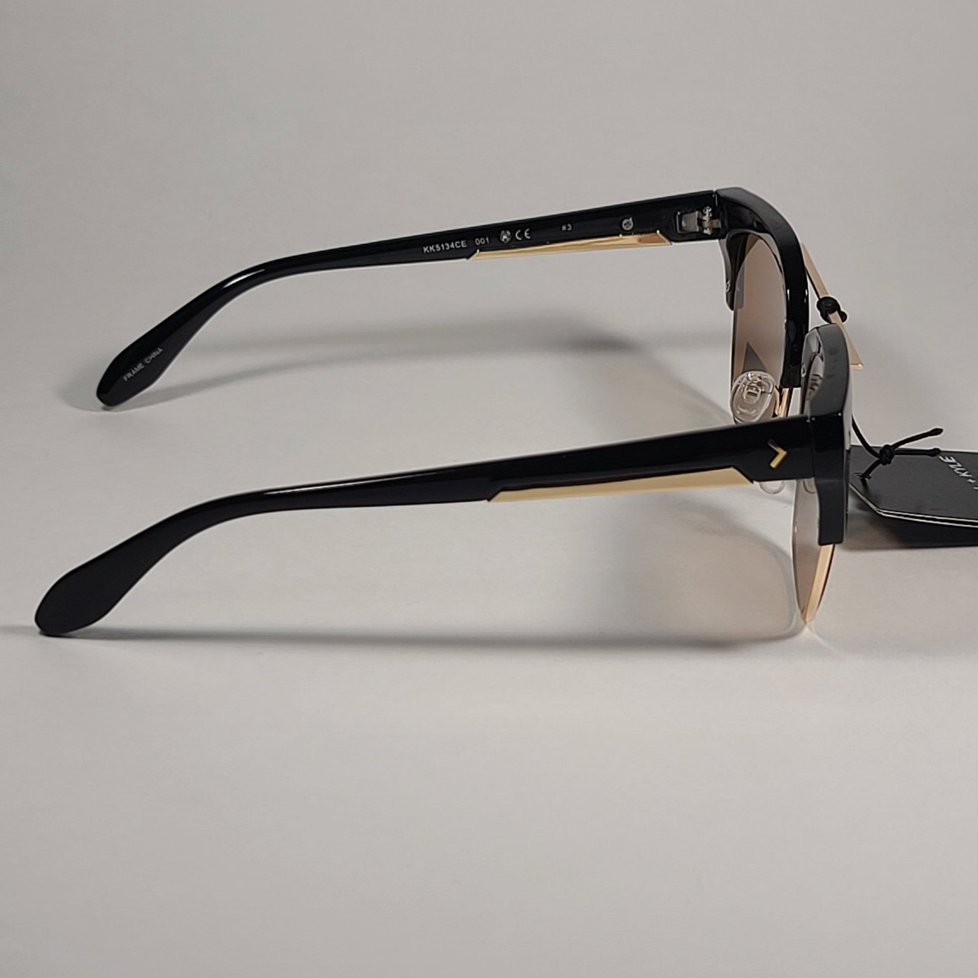 Kendall + Kylie Hayden Club Sunglasses Black Gold Frame Gold Mirror Lens KK5134CE 001 - Sunglasses