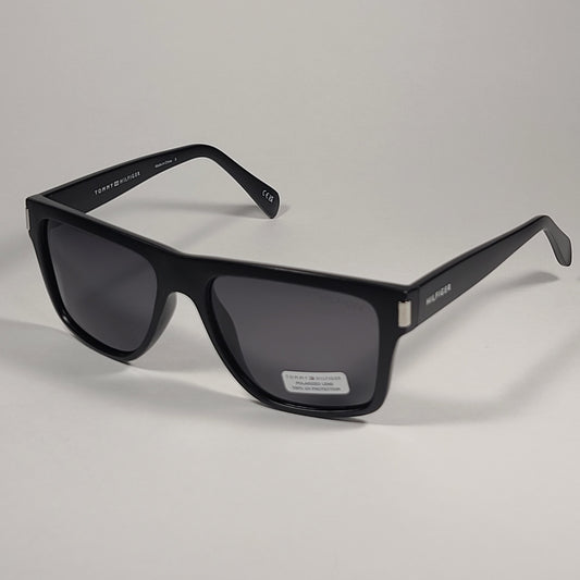 Tommy Hilfiger Kip Square Polarized Sunglasses Matte Black Gray Lens KIP MP OM608P - Sunglasses