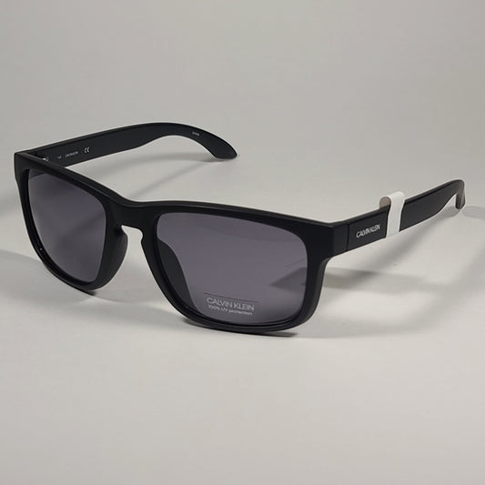 Calvin Klein Rectangle Sunglasses CK19566S 001 Matte Black Gray Lens - Sunglasses