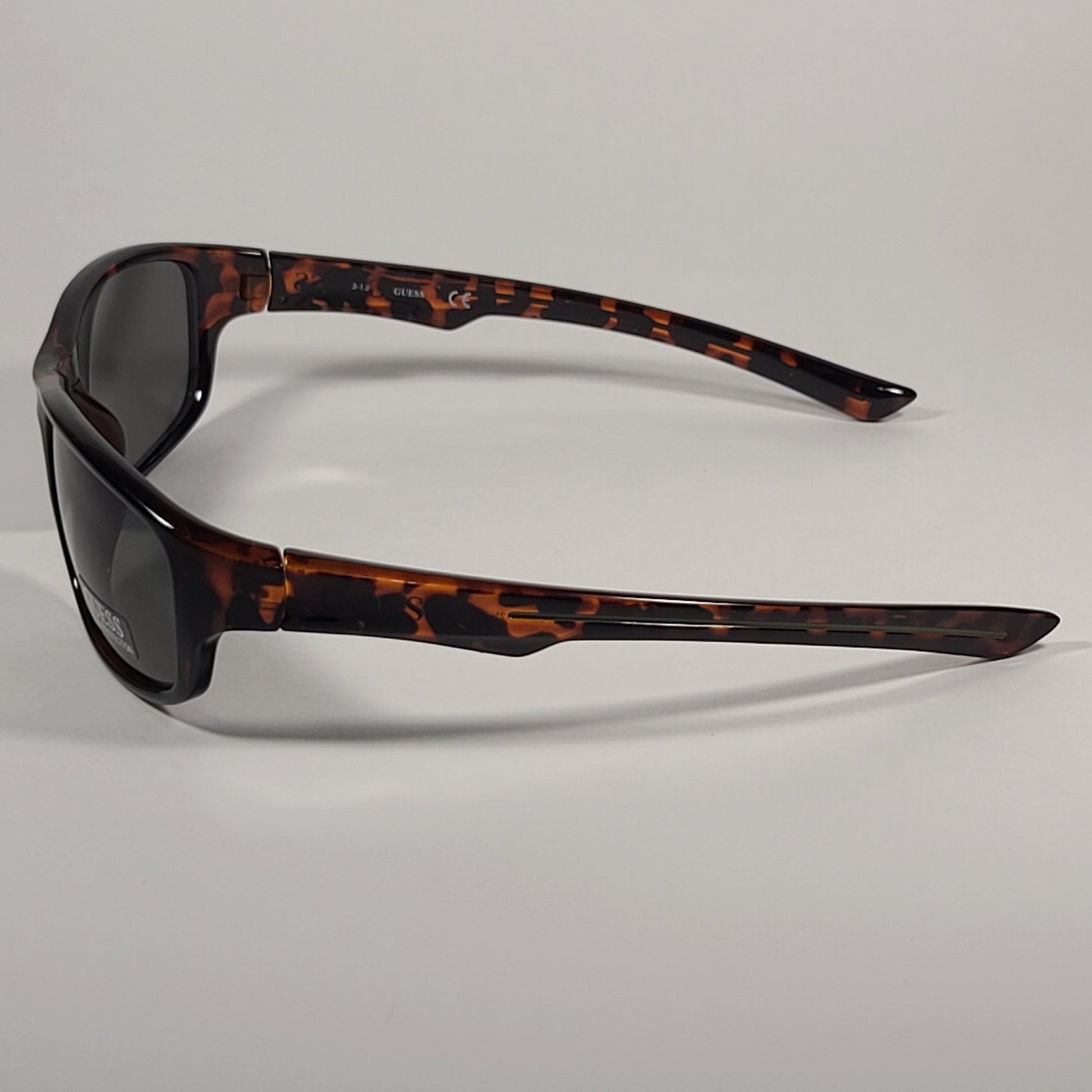Guess Rectangular Wrap Sunglasses Brown Tortoise Frame Green Lens GF0210 52N - Sunglasses