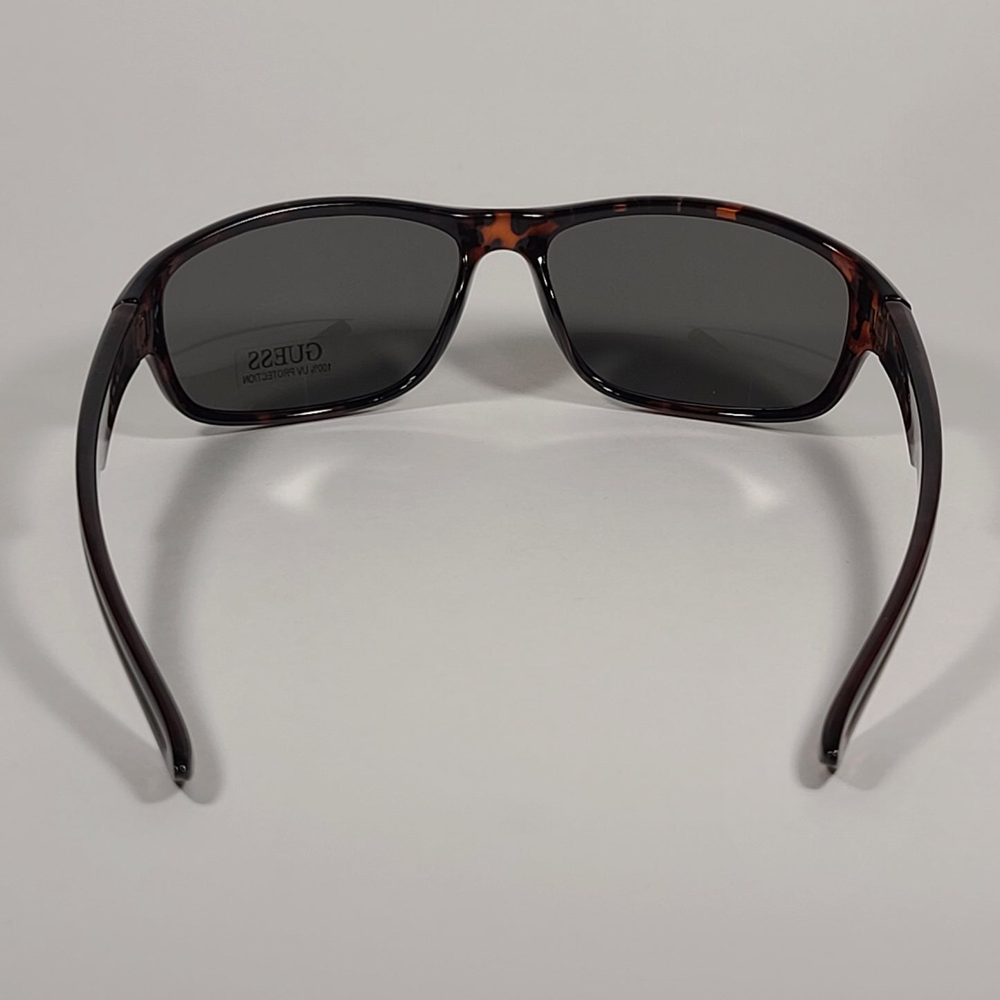 Guess Rectangular Wrap Sunglasses Brown Tortoise Frame Green Lens GF0210 52N - Sunglasses