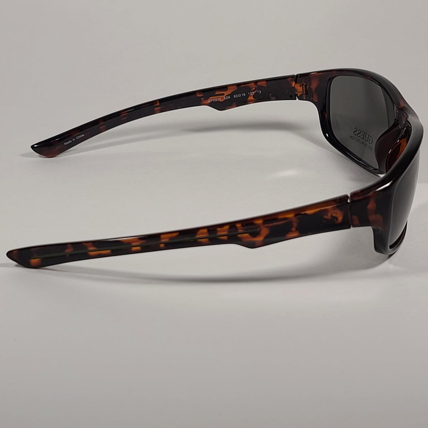 Guess Rectangular Wrap Sunglasses Brown Tortoise Frame Green Lens GF0210 52N - Sunglasses