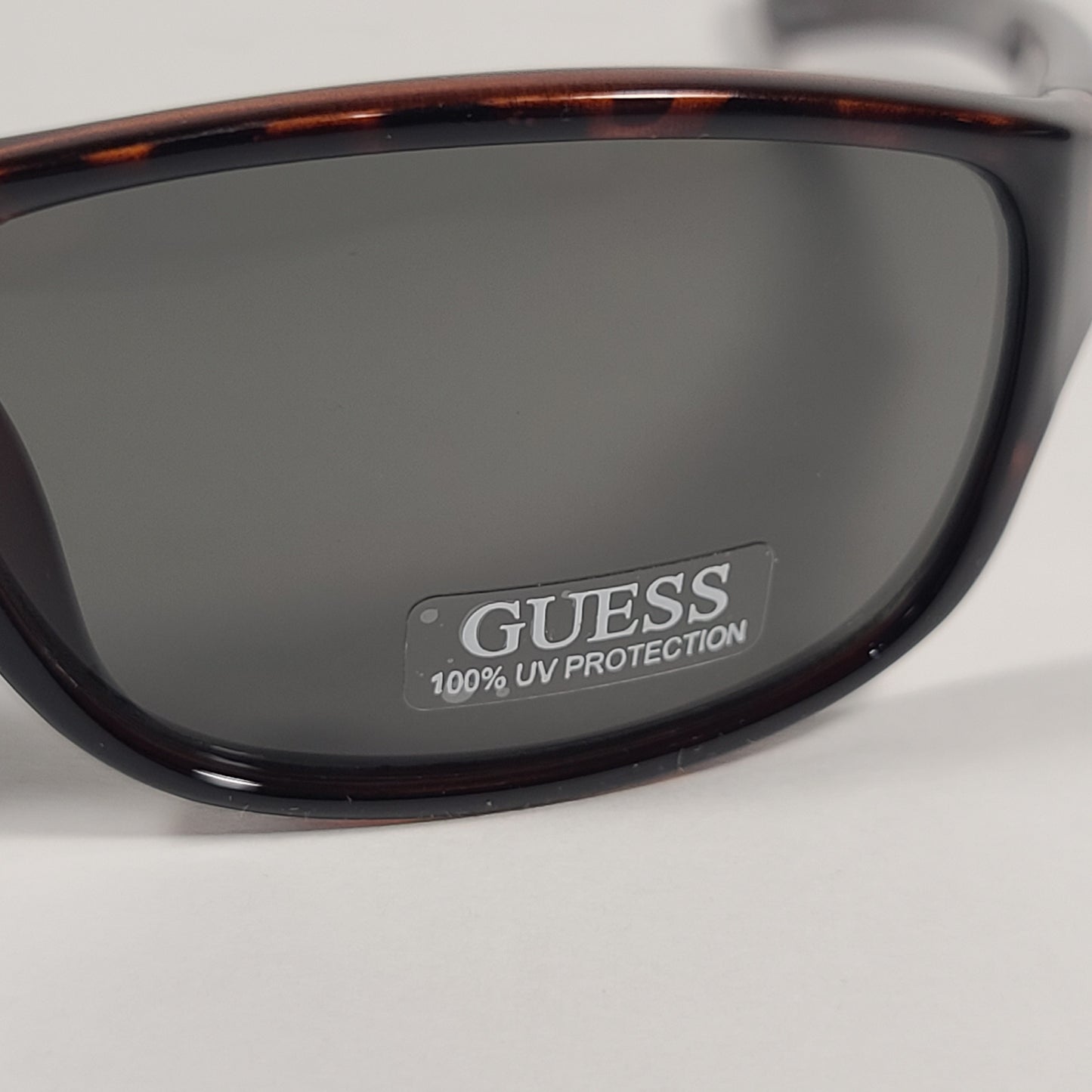 Guess Rectangular Wrap Sunglasses Brown Tortoise Frame Green Lens GF0210 52N - Sunglasses