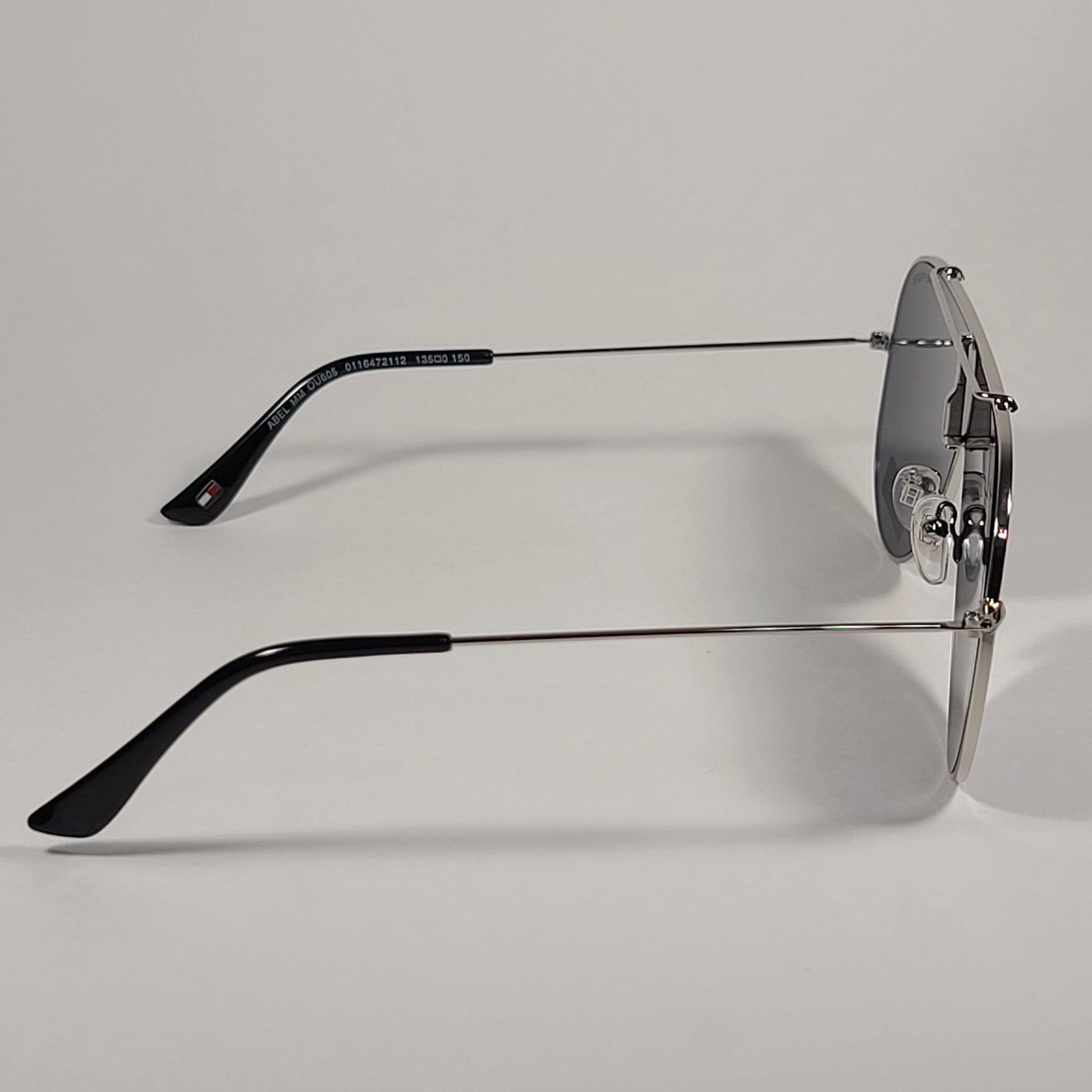 Tommy Hilfiger Abel Shield Sunglasses Silver Frame Gray Solid Lens ABEL MM OU605 - Sunglasses