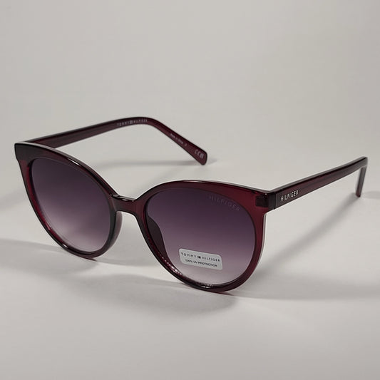 Tommy Hilfiger Lyla Round Sunglasses Dark Red Crystal Frame Smoke Gradient Lens LYLA WP OL574 - Sunglasses