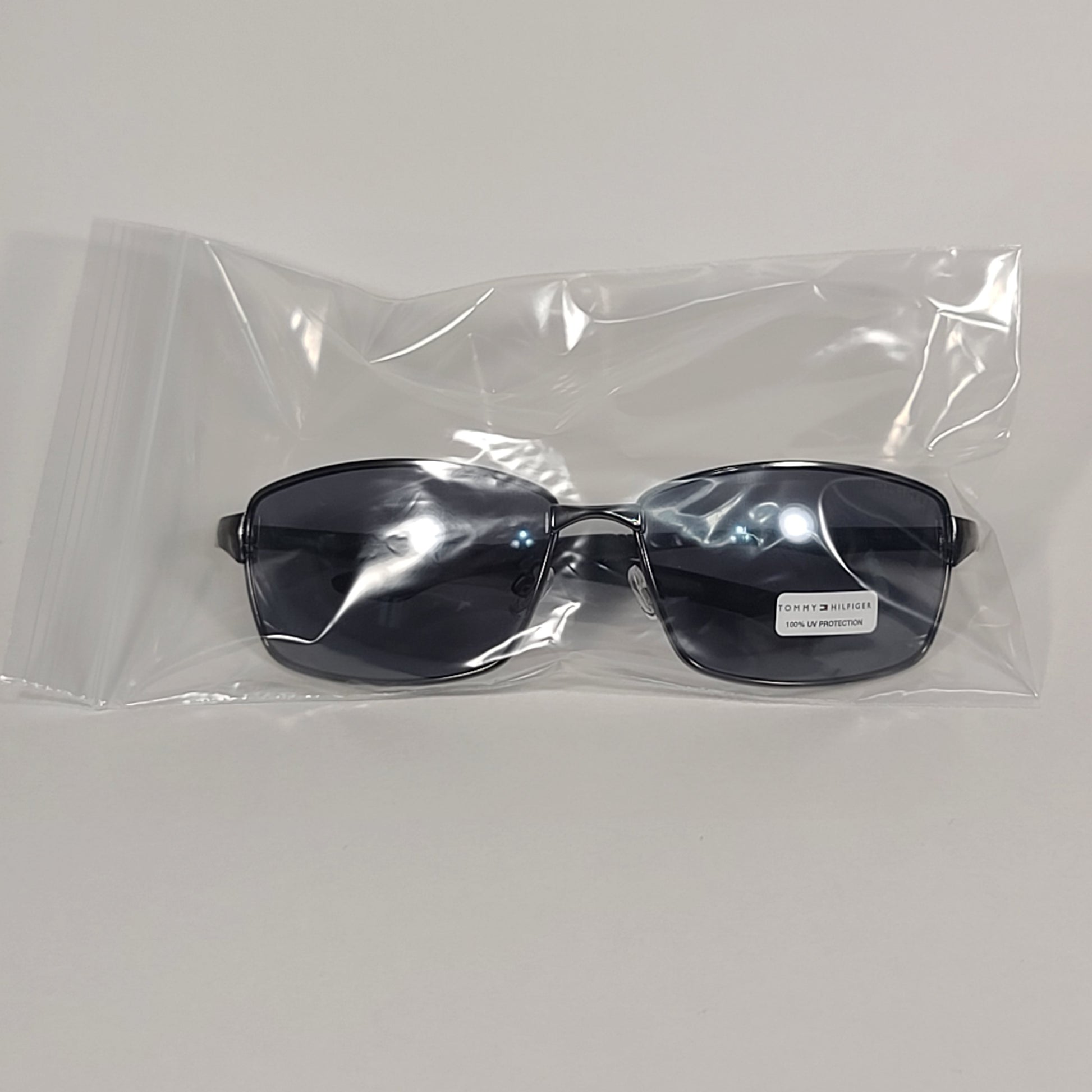 Tommy Hilfiger Roddy Rectangle Wrap Sunglasses Gunmetal Gray Frame Gray Lens RODDY MP OM606 - Sunglasses