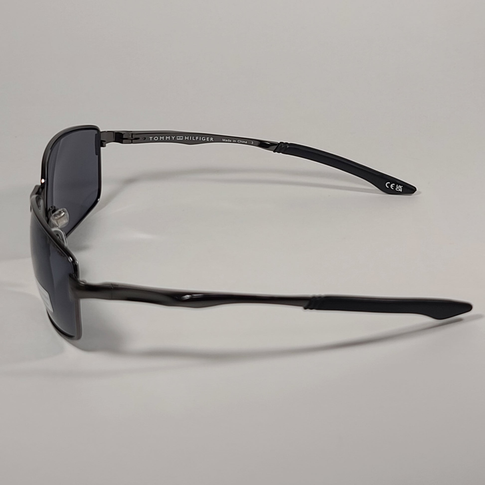 Tommy Hilfiger Roddy Rectangle Wrap Sunglasses Gunmetal Gray Frame Gray Lens RODDY MP OM606 - Sunglasses