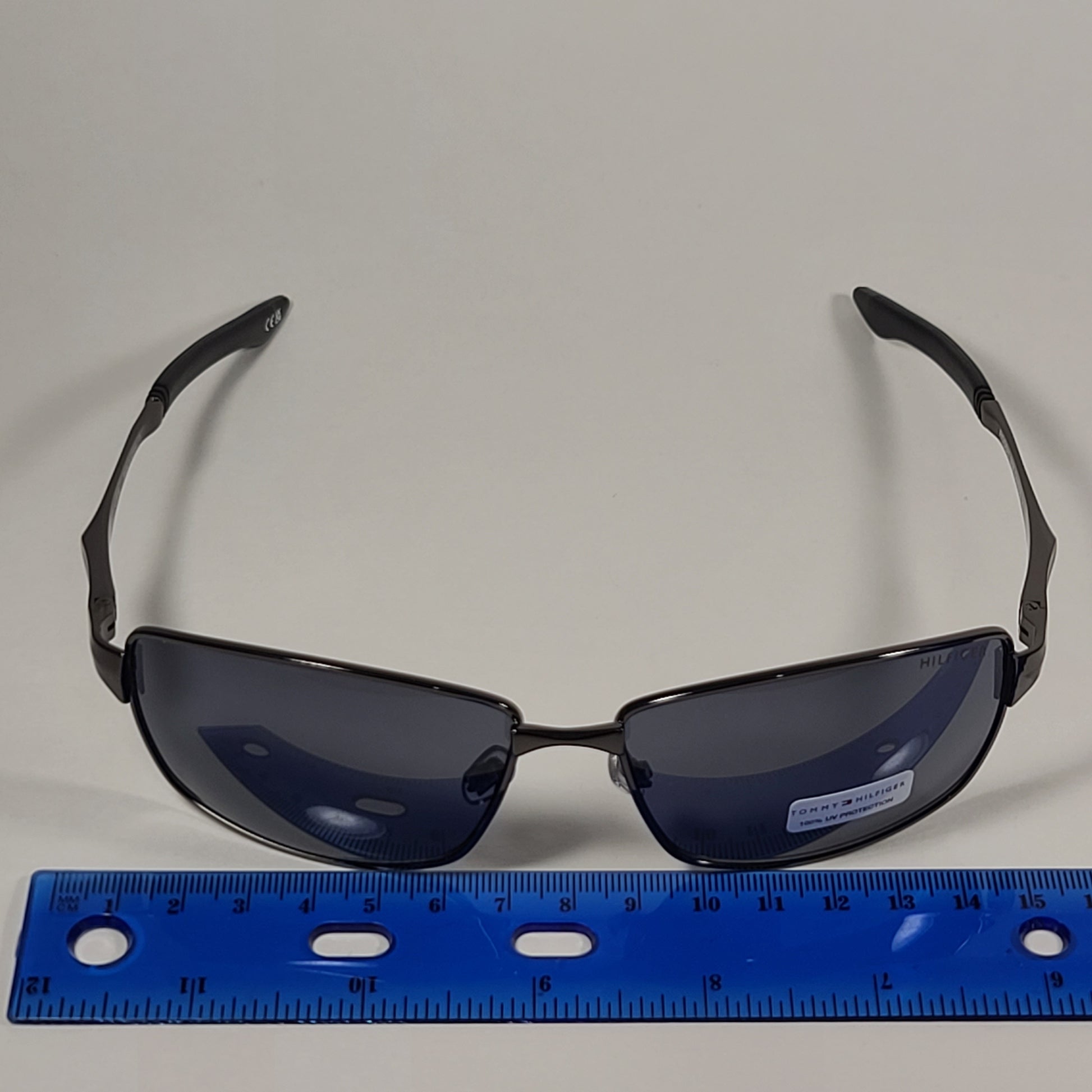 Tommy Hilfiger Roddy Rectangle Wrap Sunglasses Gunmetal Gray Frame Gray Lens RODDY MP OM606 - Sunglasses