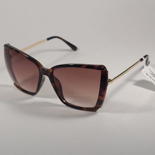 Tahari Shield Butterfly Sunglasses Brown Tortoise Gold Brown Gradient TH881 TS - Sunglasses