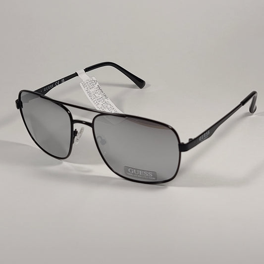Guess Navigator Sunglasses Shiny Black Frame Gray Mirror Lens GF0211 01C - Sunglasses
