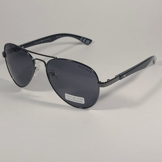 Tommy Hilfiger ’Benjamin’ MM OM186 Aviator Sunglasses Gunmetal And Black Frame Gray Tinted Lens - Sunglasses