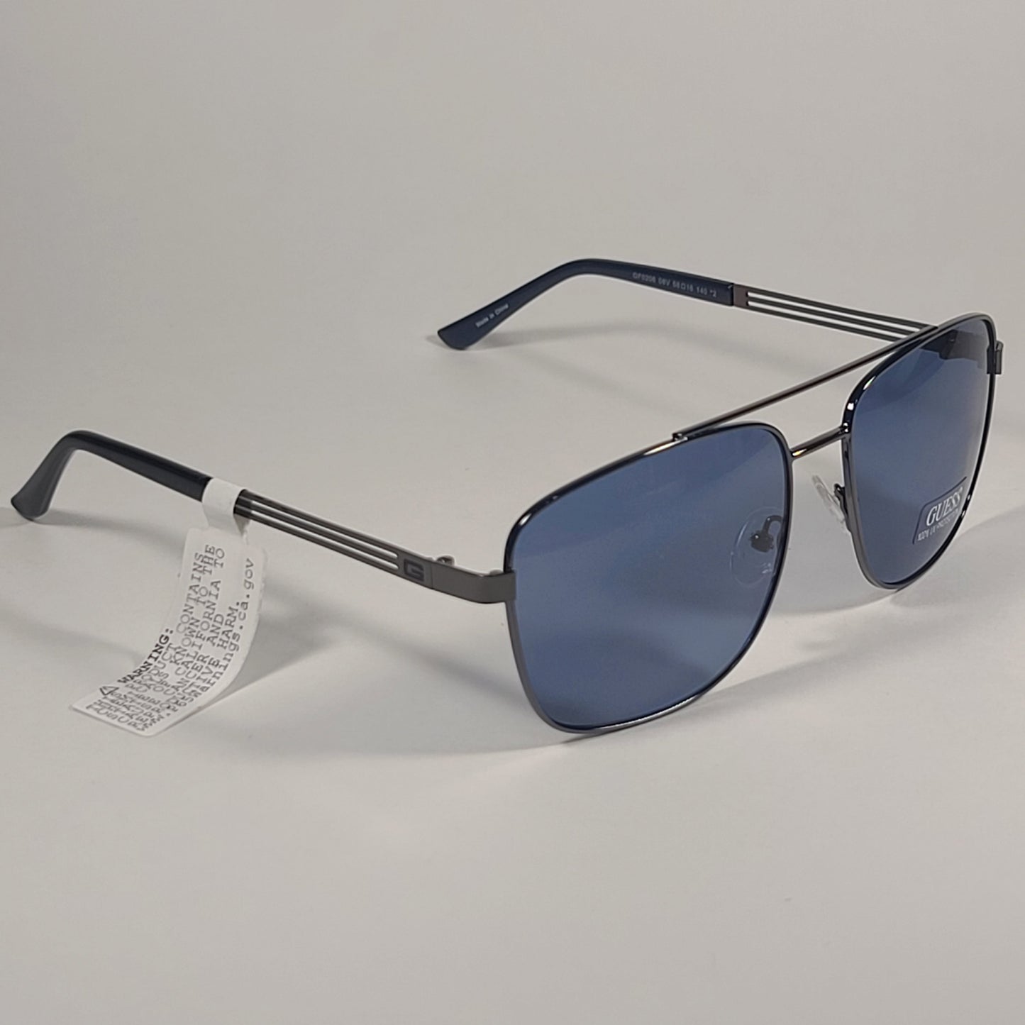Guess Navigator Sunglasses Gunmetal Navy Blue Frame Blue Gray Lens GF0206 08V - Sunglasses