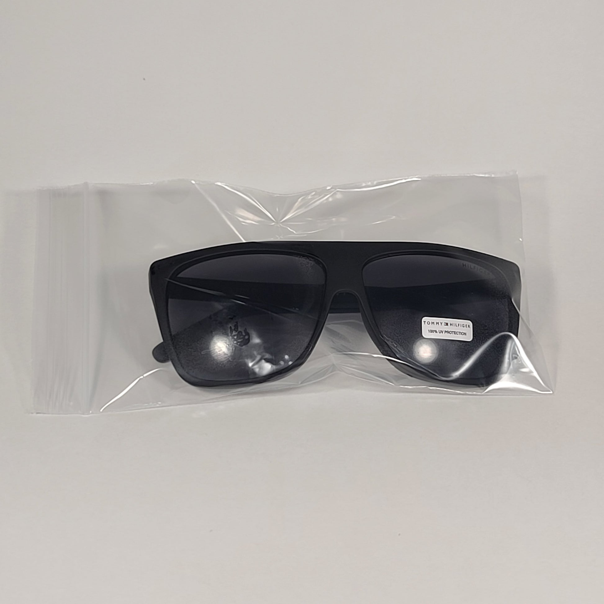 Authentic Tommy Hilfiger Mickey Square Sunglasses Matte Black Frame Gray Lens MICKEY MP OM599 - Sunglasses