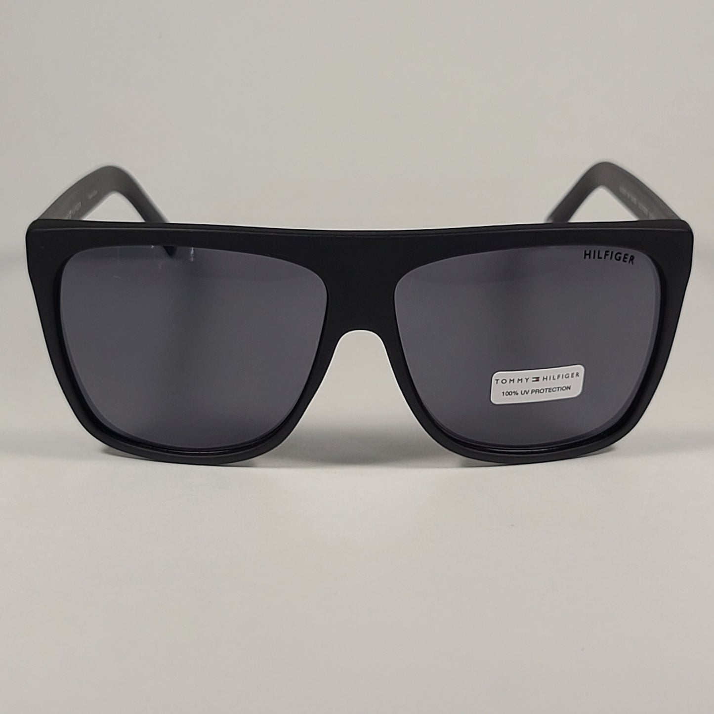 Authentic Tommy Hilfiger Mickey Square Sunglasses Matte Black Frame Gray Lens MICKEY MP OM599 - Sunglasses